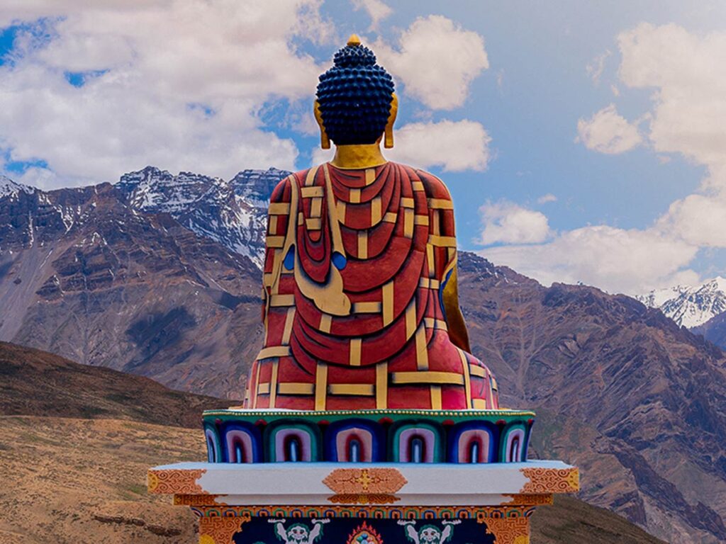 Buddha statue in Langza overlooking the Spiti Valley.