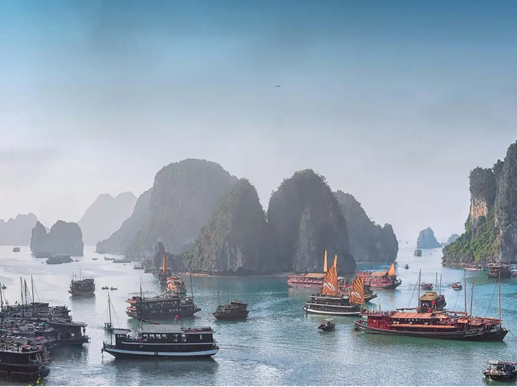 Cruise and Ships at Ha Long Bay Vietnam