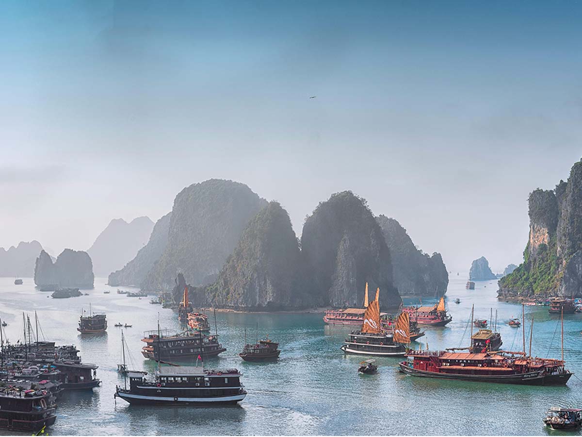 Cruise and Ships at Ha Long Bay Vietnam