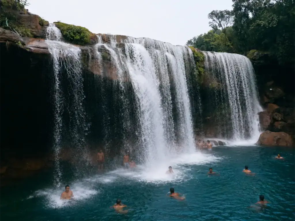 Krang Suri Waterfall near Jowai. This is what the pool looks like outside peak monsoon, when the water runs clear instead of silty.